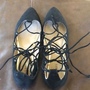 Lace Up Pointed Flats